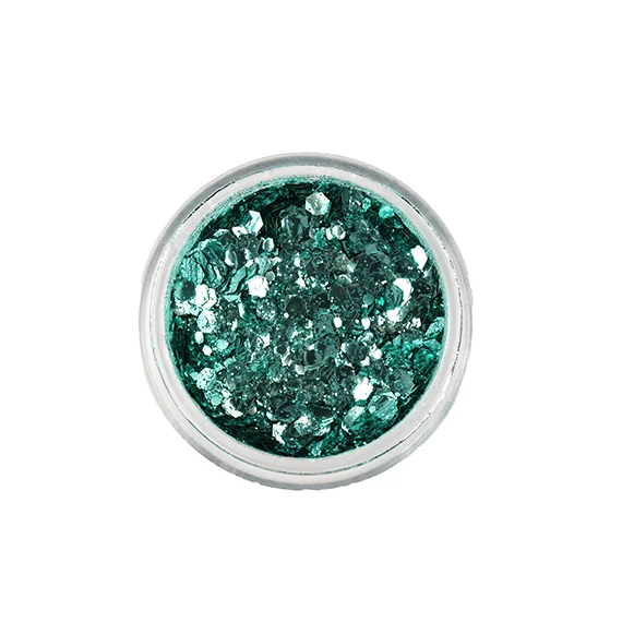 TURQUOISE Biológiailag lebomló arc- és testcsillám Chunky Mix